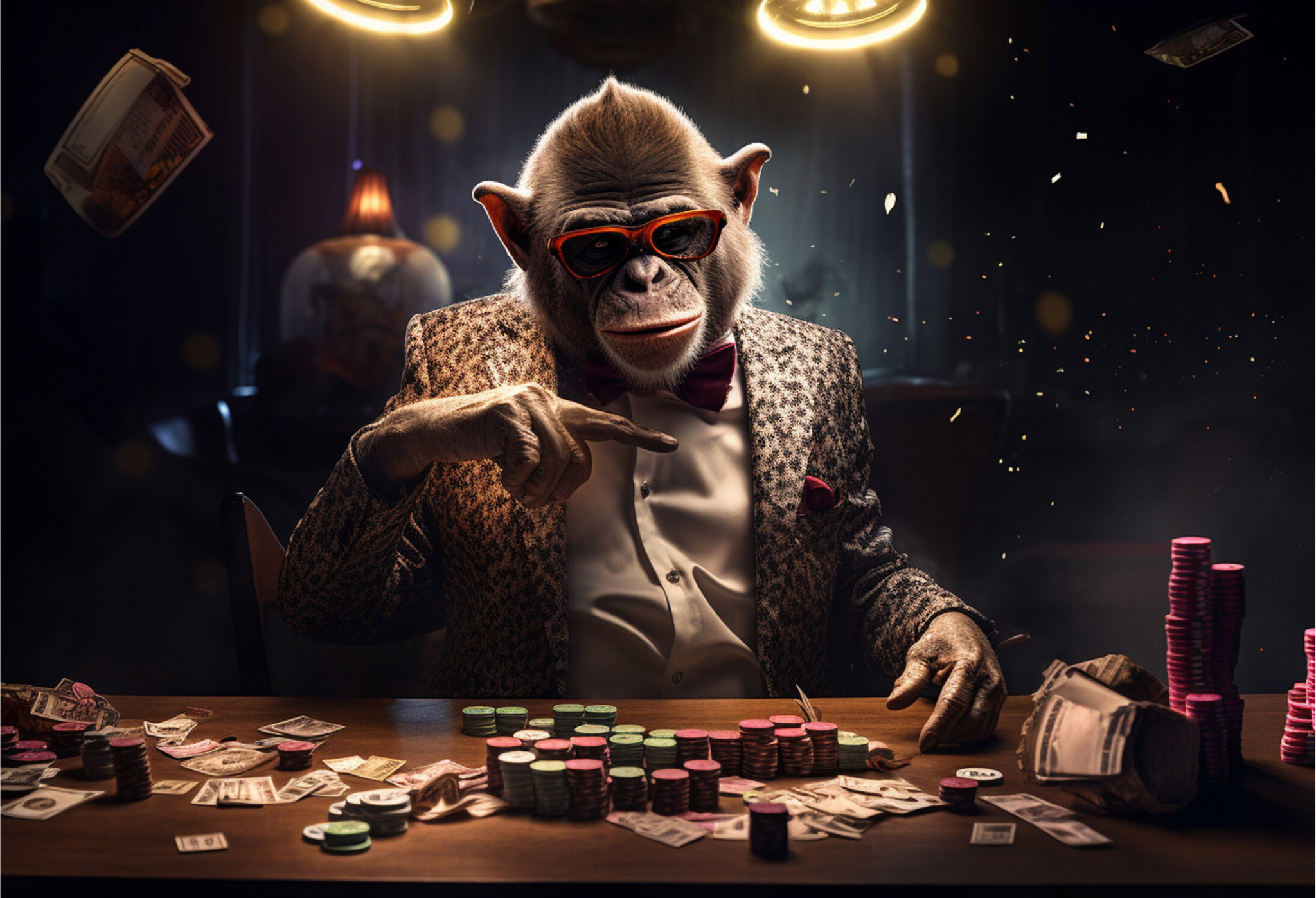 Tableau de Poker Singe