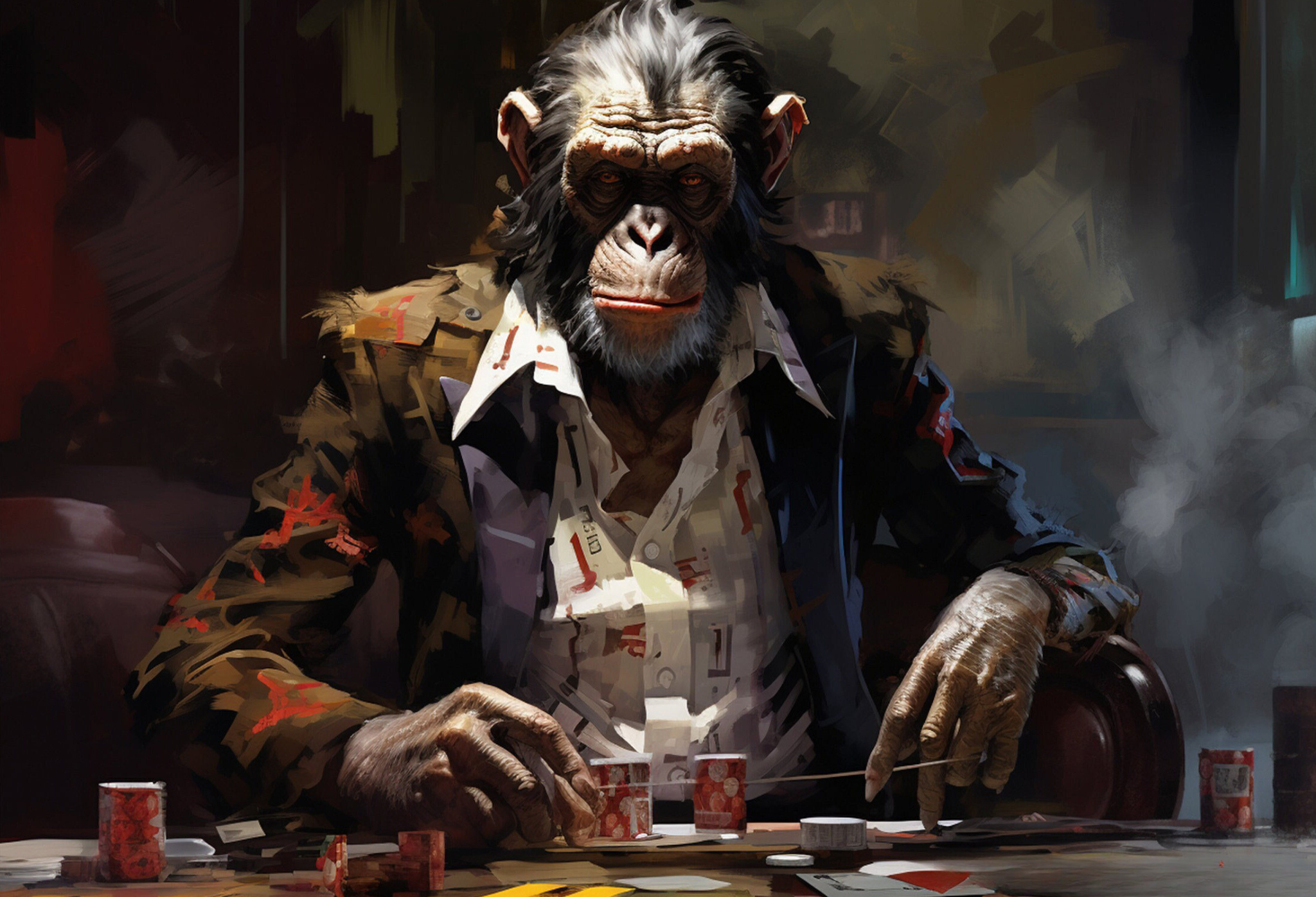 Tableau de Poker Singe